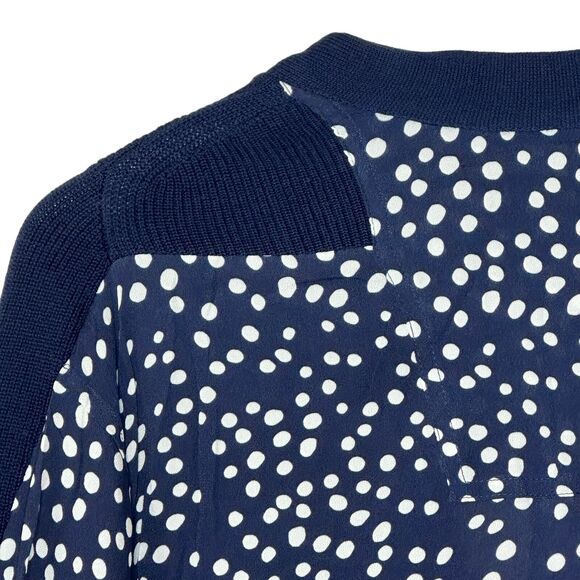 Sandrine Rose Polka Dot Oversized Mixed Media L/S Button Up Cardigan Women S NWT - Picture 7 of 9